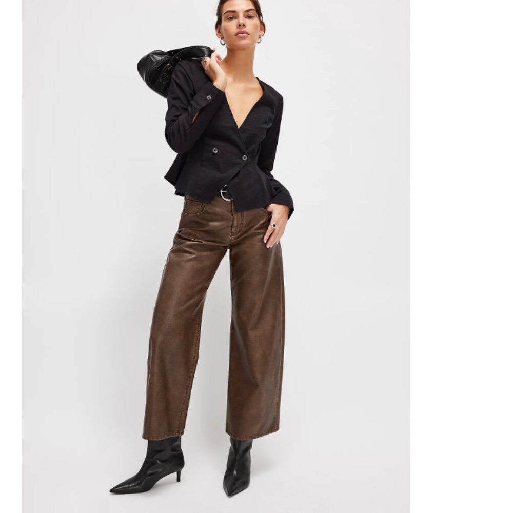 new Free People City Life Blouse Black Long Sleeve Jacket 266  3T7